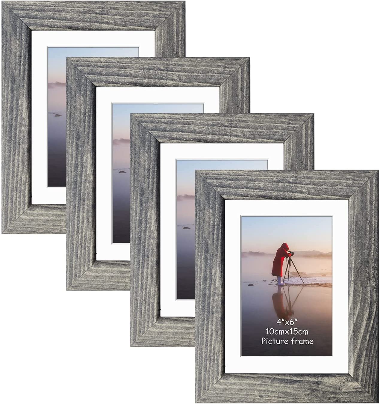 Metronic Picture Frames 4x6 Set of 6 - Distressed White Farmhouse Rustic Photo  Frames, Large Wall Frame Set 