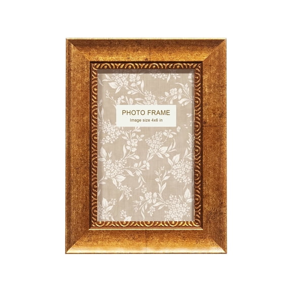 4x6 Picture Frame, Wooden Gold Classic Vintage Picture Frames, Ornate Antique Photo Frames for Wall and Tabletop Display, Wall Hanging, Gift Ideas