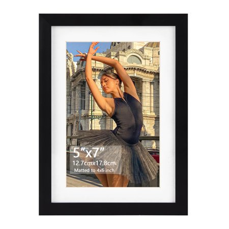 4x6 Picture Frames 1 Pack, 5x7 without Mat and 4x6 with Mat, Black