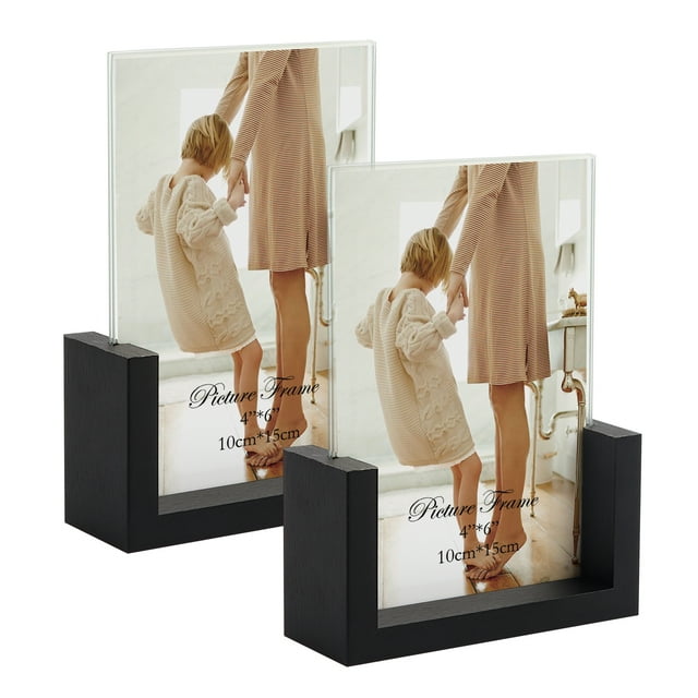 4x6 Picture Frames, 2 Pack Double Sided Photo Frames 4 by 6 Inch, Black