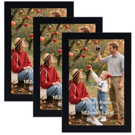 4x6 Picture Frames 3 Pack Black, Wall Mount & Tabletop Photo Frames for Home Table Decor