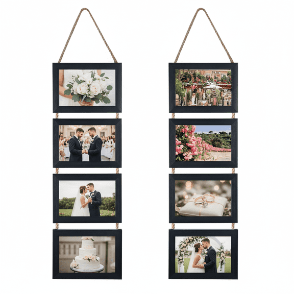 4x6 Picture Frames Collage Set of 2, Black 8 Opening Horizontal Frame for Wall Decor