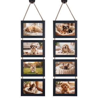 4x6 Picture Frames Collage Set of 2, Black 8 Opening Horizontal Frame for Wall Decor