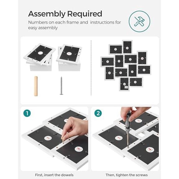 4x6 Picture Frames Collage Wall Decor, 12-Pack Photo Collage Frame, Multi Picture Frame Set with Glass Front, Assembly Required, Cloud White URPF22WTV1