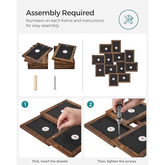 4x6 Picture Frames Collage Wall Decor, 12-Pack Photo Collage Frame, Multi Picture Frame Set with Glass Front, Assembly Required, Rustic Brown URPF022X01