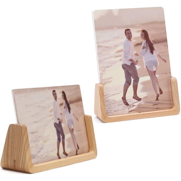 4x6 Picture Frame 2 Pack, Wooden Photo Frame Set, Tabletop Display with Acrylic Covers (Horizontal/Vertical)