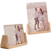 4x6 Picture Frame 2 Pack, Wooden Photo Frame Set, Tabletop Display with Acrylic Covers Horizontal/Vertical