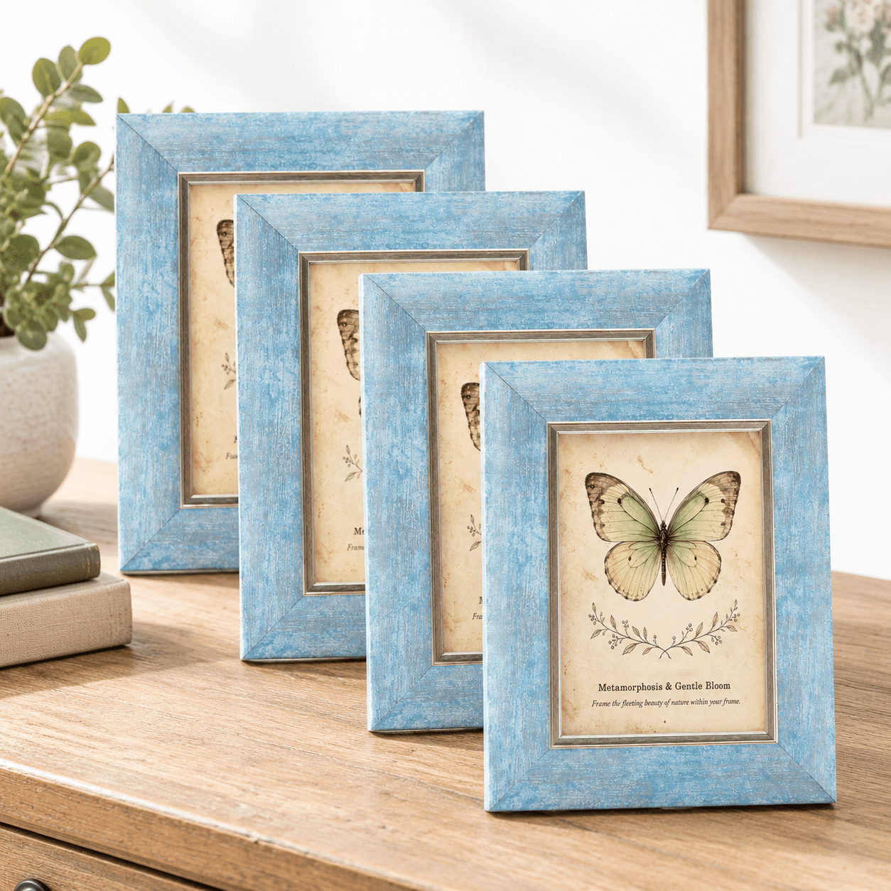Rustic Picture Frame Set 4x6 Picture Frames Set Of 4 Rustic Retro Photo Frame(blue) - Walmart.com