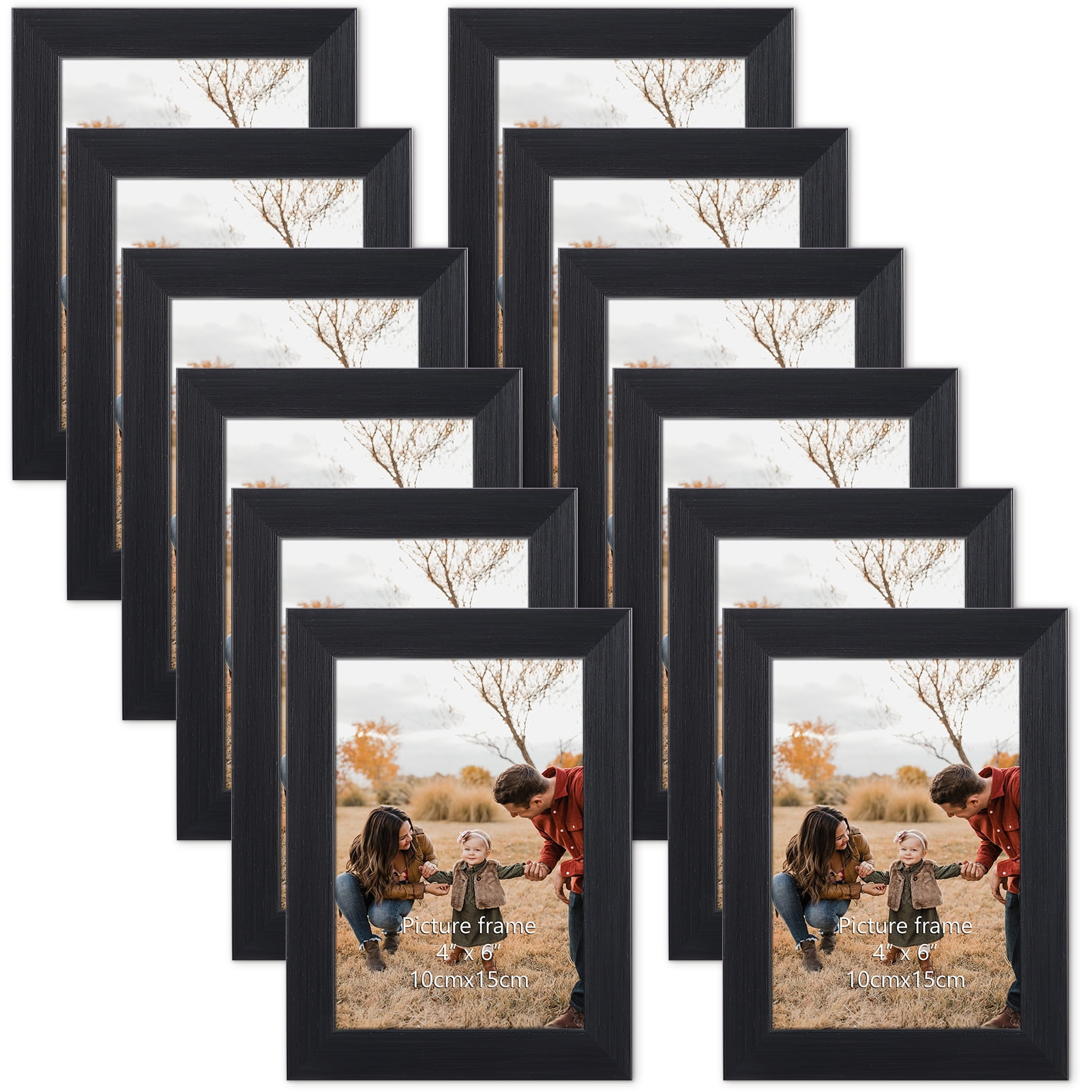 Giftgarden 4x6 Picture Frame Black Photo Frames Bulk for Wall or Tabletop,  Set of 12