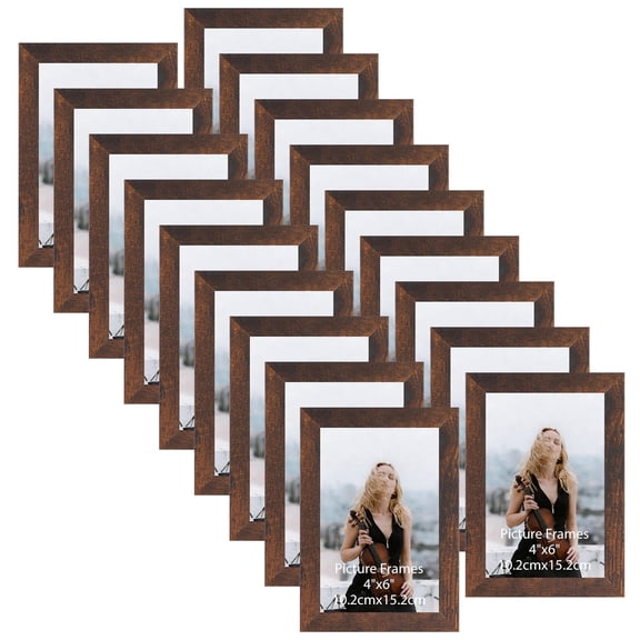 4x6 Picture Frames Set of 18, Rustic Texture Brown Modern Farmhouse Style Wall Decor