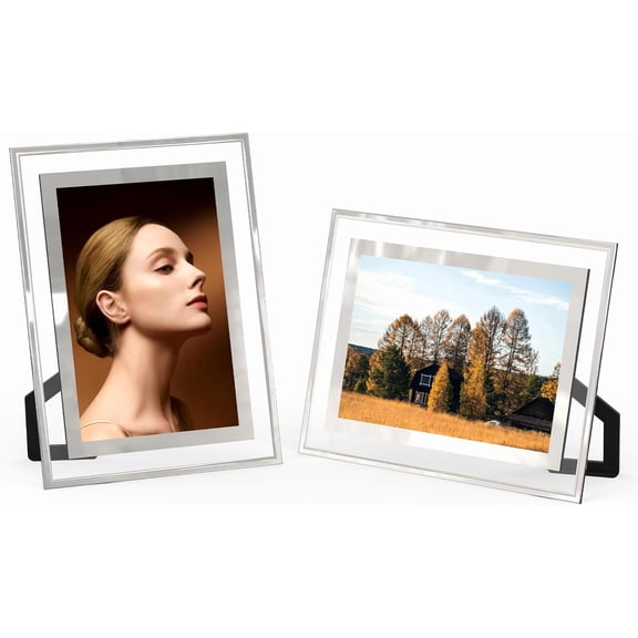 4x6 Picture Frames Set of 2, Desktop Clear Glass Photo Frame Horizontal or Vertical Display for Landscape, Portrait, Wedding, Pet Photos