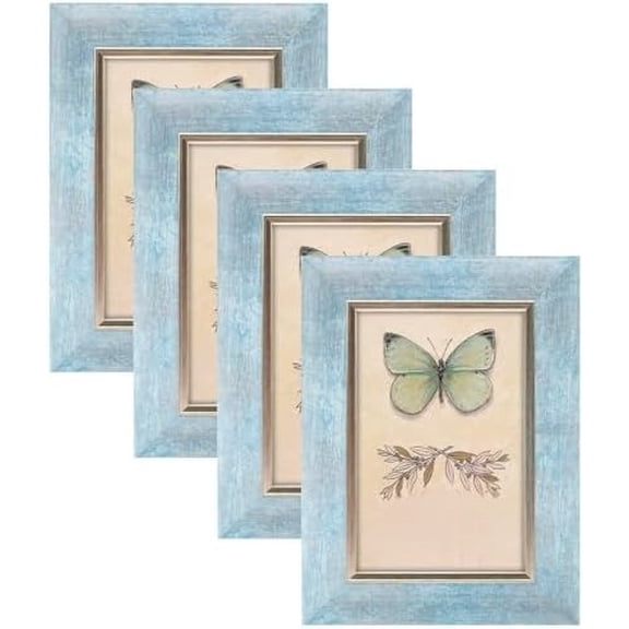 4x6 Picture Frames Set of 4 Rustic Retro Photo Frame with HD Plastic Cover for Wall Mount and Tabletop Display Family Friends Wedding Gift