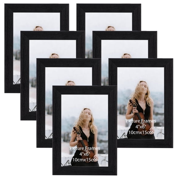 4x6 Picture Frames Set of 7, Black Photo Frame for Wall or Tabletop Display