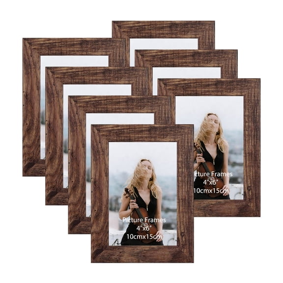 4x6 Picture Frames Set of 7, Rustic Brown Photo Frame for Wall or Tabletop