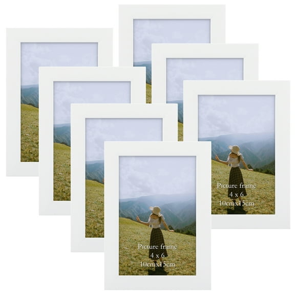 4x6 Picture Frames Set of 7,White 4 by 6 Photo Frame for Wall and Tabletop Display