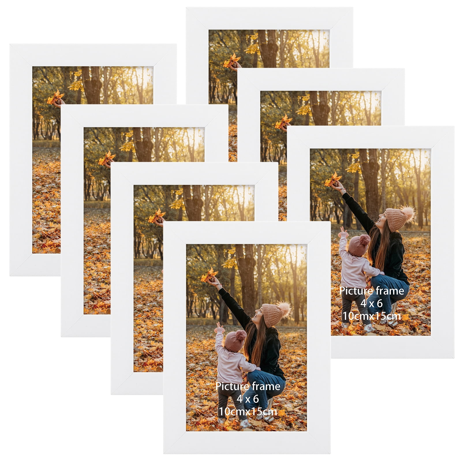 4x6 Picture Frames Set of 7,White 4 by 6 Photo Frame for Wall and Tabletop Display