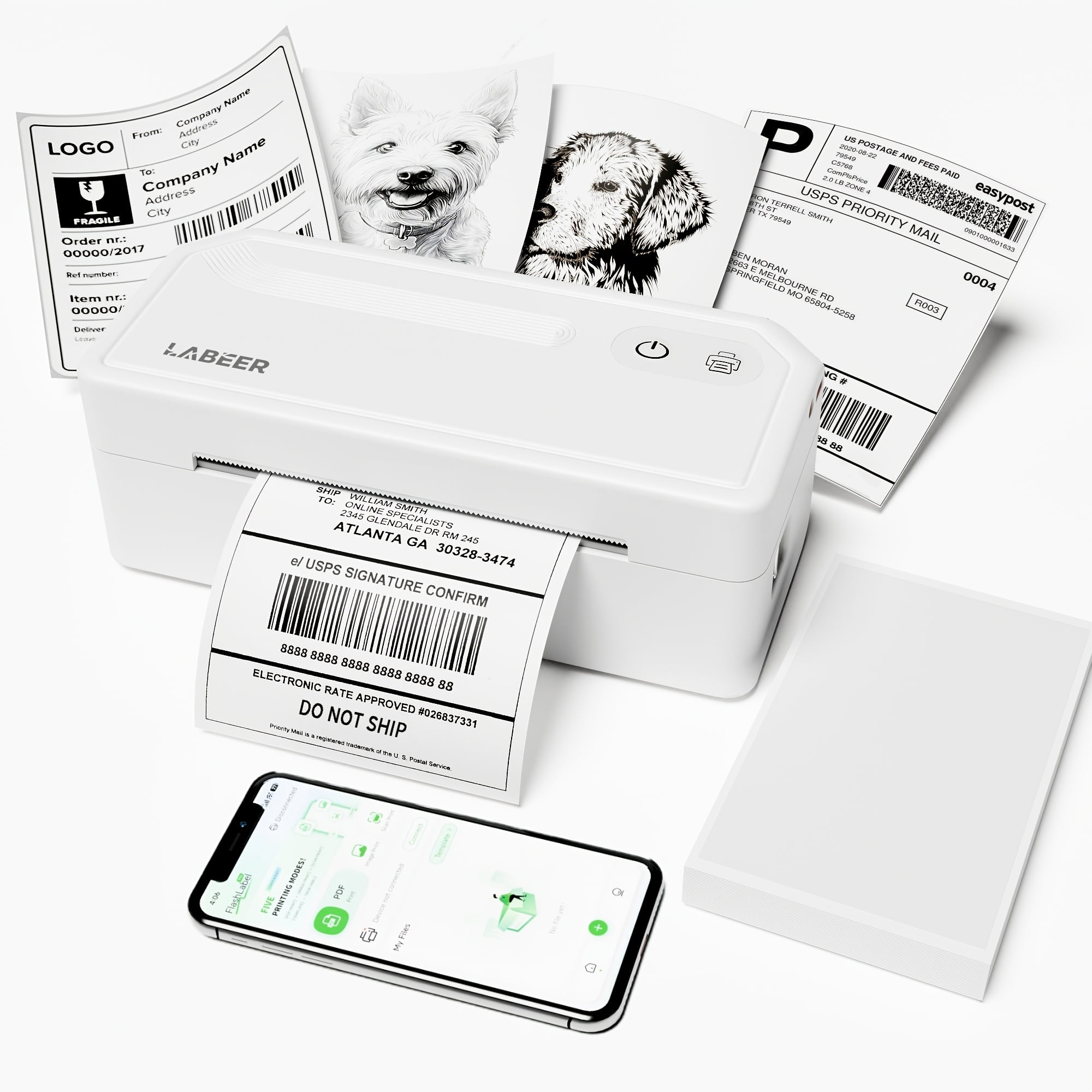 Fast Package Label Reader 4x6 Portable Thermal Label Printer | Compatible with Phone, Android ...