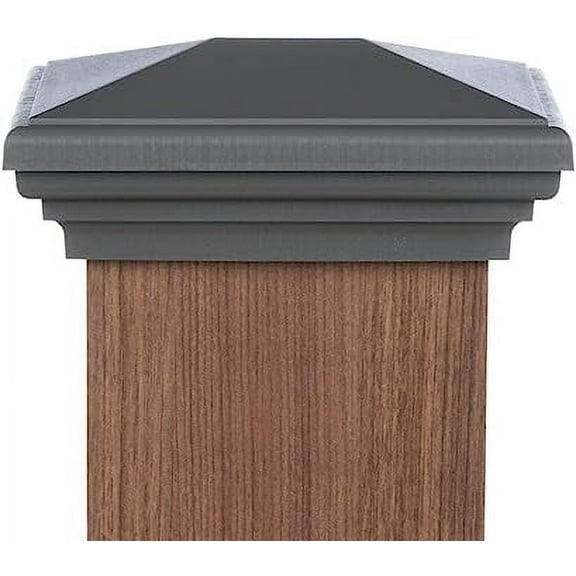 4x6 Post Cap (3.5" x 5.5") Pewter Gray New England Pyramid Square Top for Fences, Decks & Mailboxes by Atlanta Post Caps