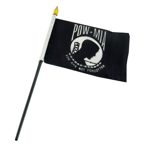 POW MIA POWMIA Prisoner of War 4"x6" Flag Desk Table Stick (sewn edges)