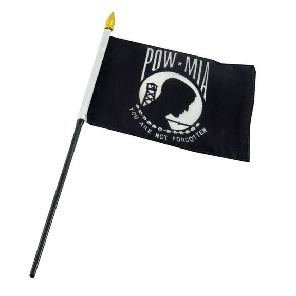 POW MIA POWMIA Prisoner of War 4"x6" Flag Desk Table Stick (sewn edges)