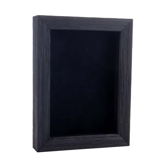 4x6 Shadow Box Frame Barnwood Black Wood | With a 1" Usable Display Depth | Includes a Black Real