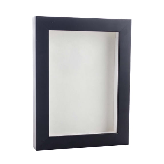 4x6 Shadow Box Frame Black Wood | With a 3/4" Usable Display Depth | Includes a White Real Suede