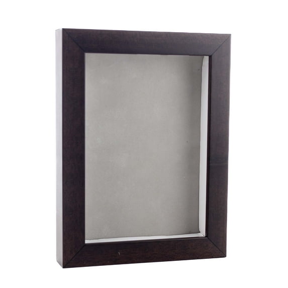 4x6 Shadow Box Frame Brown Walnut Wood | With a 3/4" Usable Display Depth | Includes a Light Grey