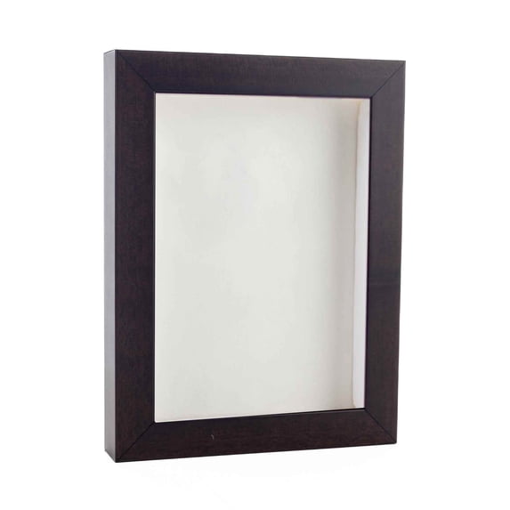 4x6 Shadow Box Frame Brown Walnut Wood | With a 3/4" Usable Display Depth | Includes a White Real