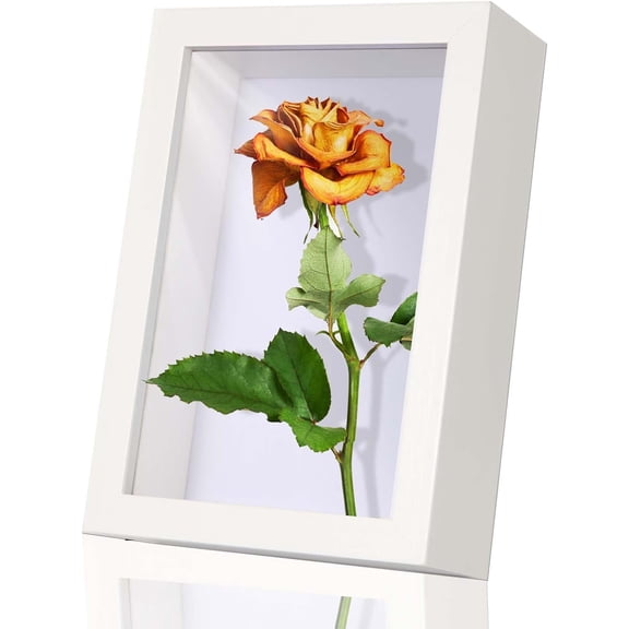 4x6 Shadow Box Frame Display Case with Real Glass,3D Picture Frame,Display Case Box for Memorabilia,Baby Items,Wedding Memories,Crafts,Tickets and Photos(White, )