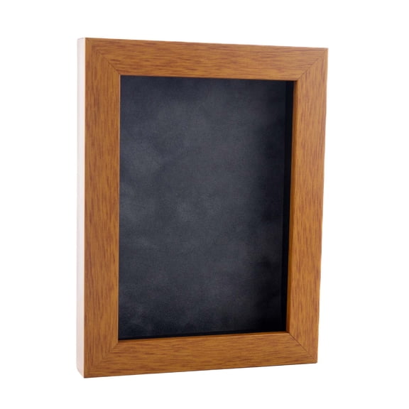 4x6 Shadow Box Frame Light Brown Wood | With a 3/4" Usable Display Depth | Includes a Dark Grey
