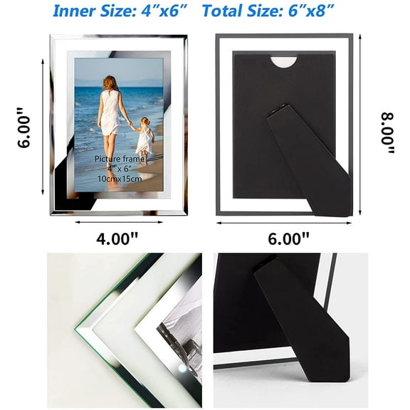 4x6 Silver Glass Picture Frames, 12 Packs for Tabletop Display, Mirror Wedding Photo Frames