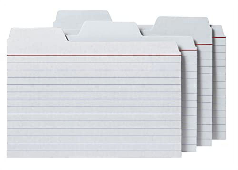 4x6 Tabbed Index Card, White, 48 PK
