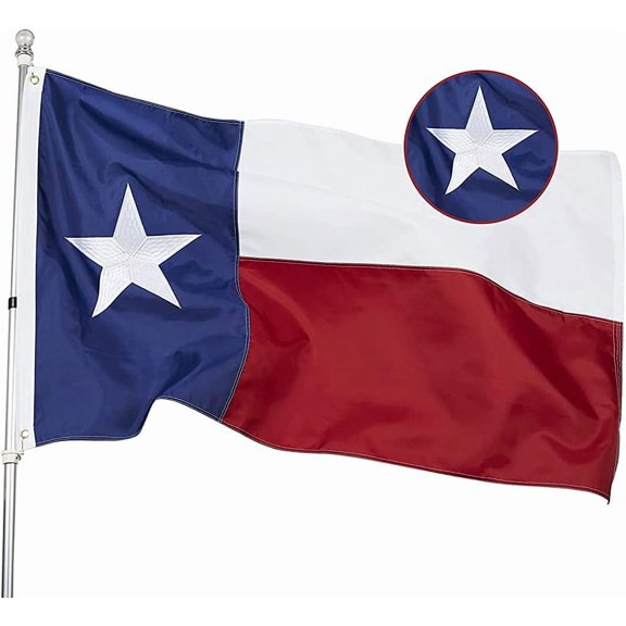 4x6 Texas State (Fully Emb Star) 4'x6' 210D Nylon Embroidered Flag 2 Clips (RUF)