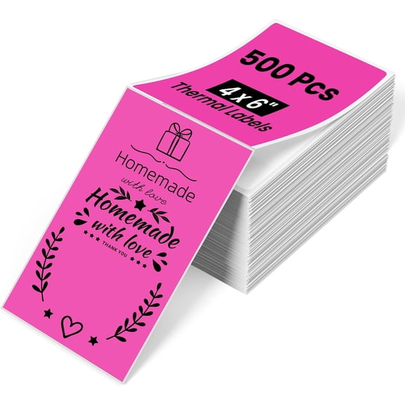 4x6 Thermal Label Printer Paper - 500 PCS Rose 4"x6" Fan-Fold Shipping Supplies Labels - Water/Oilproof Label Stickers - Permanent Adhesive Mailing Labels Paper for Thermal Printer