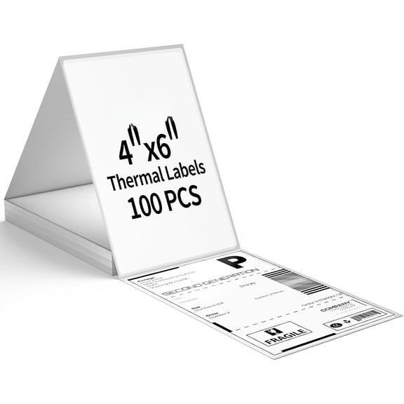 4x6 Thermal Labels, 100 Sheets Direct Thermal Shipping Labels Fanfold, Commercial Grade