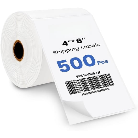 4x6 Thermal Labels, Roll Shipping Labels  Adhesive, Compatible with  Jadens Munbyn   Rollo &  Thermal Label Printer, Commercial Grade (500 Label/ 1 Rolls) White