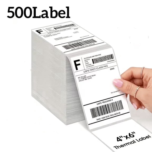 4x6 Thermal Labels,500 Sheets HKHKPI Direct Shipping Labels,Fanfold Commercial Grade 4x6 Thermal Paper Labels