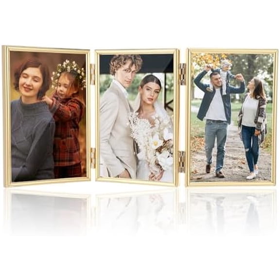 4x6 Triple Hinged Frames, 3 Folding Picture Frame, Triptych Photo Frame, Stand Vertically on Desktop or Tabletop$$Home Decor, Kitchen, & Other