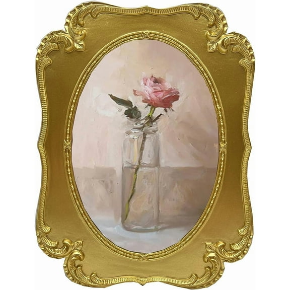 4x6 Vintage Oval Picture Frame Antique Gold Photo Frame Tabletop and Wall Mount Display Vintage Wall Decor Ornate Home Decor
