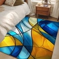 thumbnail image 1 of 4x6 Washable Area Rug, Abstract Art Non-Slip Rectangle Rug for Living Room Office, Blue Yellow Gradient Wavy Lines Geometric Modern Indoor Accent Floor Mat for Home Decor, 1 of 9