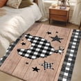 thumbnail image 1 of 4x6 Washable Area Rug, Farm Animals Non-Slip Rectangle Rug for Living Room Office, Star Hen Brown Wood Striped Black Plaid Indoor Accent Floor Mat for Home Decor, 1 of 9