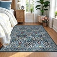 thumbnail image 1 of 4x6 Washable Area Rug for Living Room, Floral Large Entryway Kitchen Rug Non Slip, Ultra Soft Stain Resistance Carpet for Bedroom Laundry Room, Dark Blue, 1 of 6