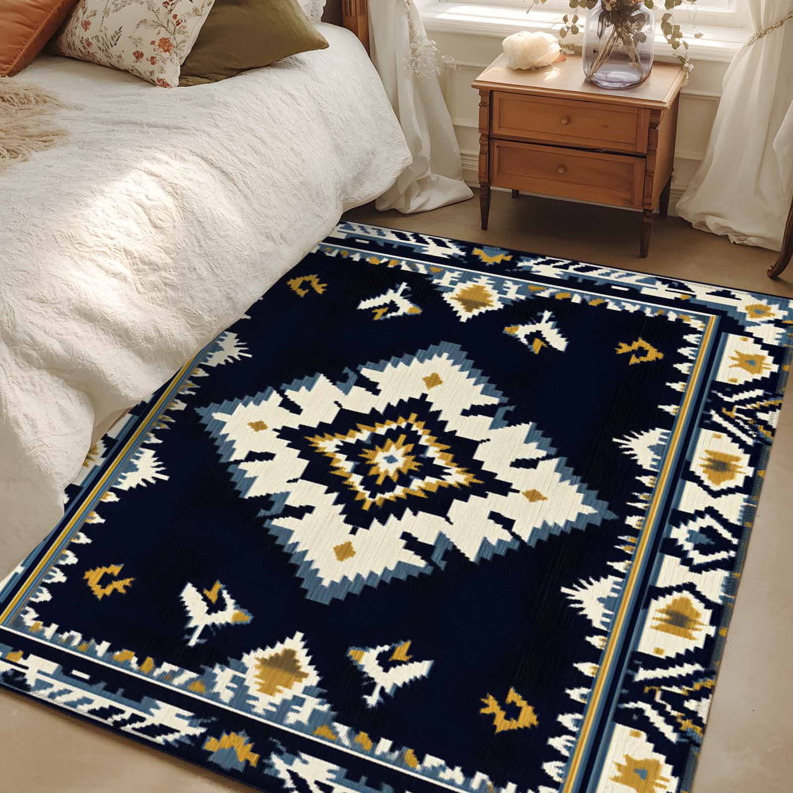 4x6 Washable Area Rug, Retro Ethnic Art Non-Slip Rectangle Rug for ...