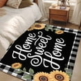 thumbnail image 1 of 4x6 Washable Area Rug, Yellow Sunflower Non-Slip Rectangle Rug for Living Room Office, Black Buffalo Plaid Sweet Home Green Leaf Indoor Accent Floor Mat for Home Decor, 1 of 9