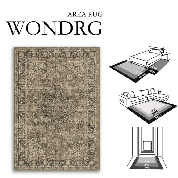 4x6 Washable Brown Area Rug