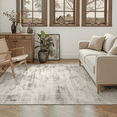 thumbnail image 1 of 4x6 Washable Rug, Non-Slip, Stain-Resistant Low-Pile Farmhouse Modern Rug for Dining Room, Living Room, Bedroom -Brown and Beige, 1 of 6