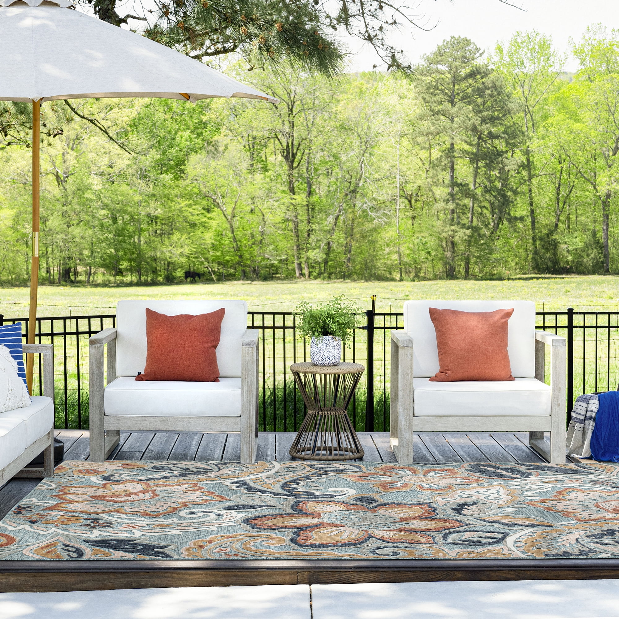 4x6 Water Resistant, Indoor Outdoor Rugs for Patios, Front Door Entry ...