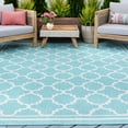 thumbnail image 1 of 4x6 Water Resistant, Indoor Outdoor Rugs for Patios, Front Door Entry, Entryway, Deck, Porch, Balcony | Outside Area Rug for Patio | Aqua, Geometric | Size: 4' x 5'3'', 1 of 8