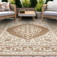 thumbnail image 1 of 4x6 Water Resistant, Indoor Outdoor Rugs for Patios, Front Door Entry, Entryway, Deck, Porch, Balcony | Outside Area Rug for Patio | Brown, Floral | Size: 4' x 5'3'', 1 of 8