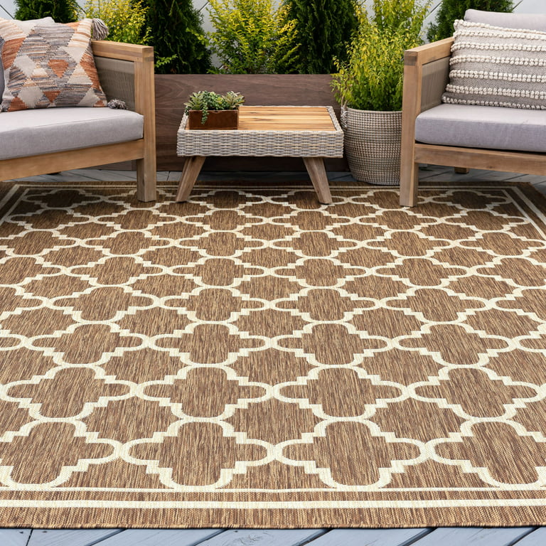4x6 Water Resistant, Indoor Outdoor Rugs for Patios, Front Door Entry,  Entryway, Deck, Porch, Balcony, Outside Area Rug for Patio, Gold,  Geometric